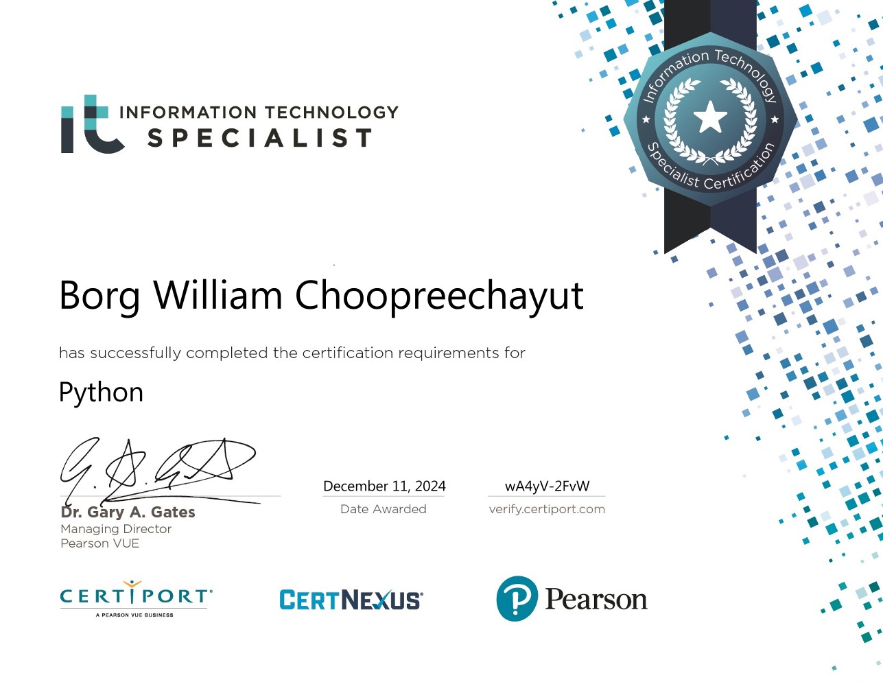 Python Certiport Certificate